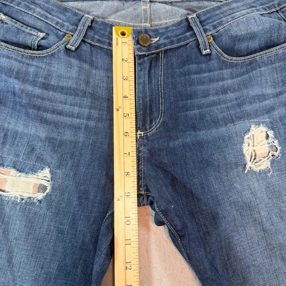 PAIGE‎ Jimmy Jimmy Skinny Distressed Plaid Patch Jeans Womens 30 Blue Denim